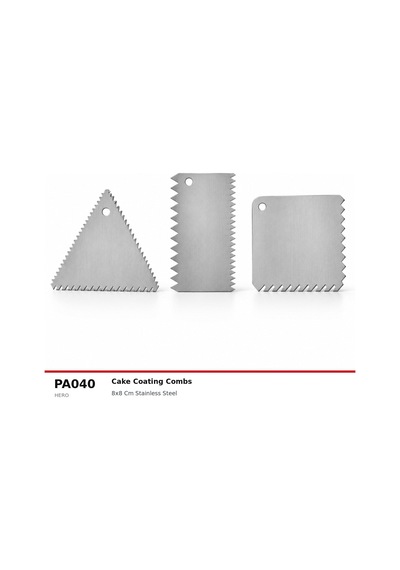 Fida Metal Pasta Dekor Tarağı, Pasta Sıvama Tarağı Kare - 3 Adet Gümüş