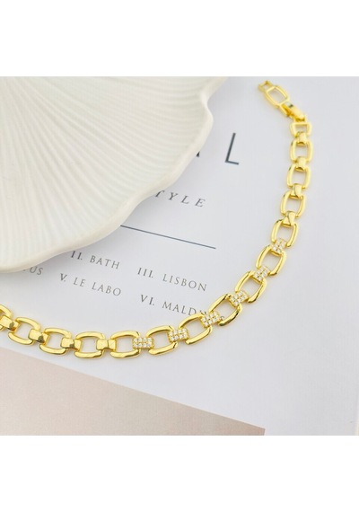 Kuyumcu Model Kare Kesim Kadın Künye Bileklik Kararmaz Xuping 14 Ayar Gold