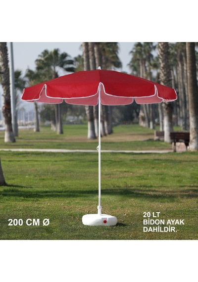 Bordo Plaj Şemsiyesi 200 CM Bidon Ayak Dahil