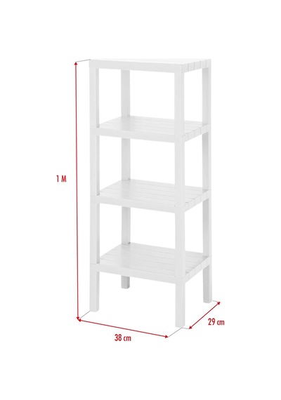 4 Katlı Beyaz Raf Kitaplık & Banyo Düzenleyicisi 100 Cm Beyaz