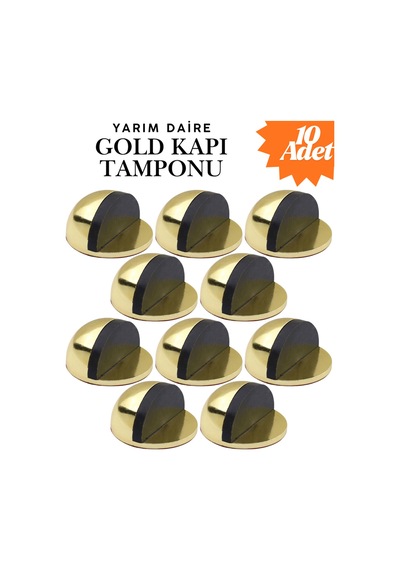 10 Adet Gold Yarım Daire Yapışkanlı Kapı Tamponu Kapı Stoperi Metal Kapı Stopu Durdurucu