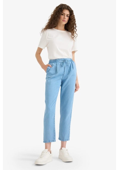 Defacto Pull On Carrot Fit Yüksek Bel Bilek Boy Akışkan Kumaş Yıkamalı Pantolon D8237AX25SM Mavi