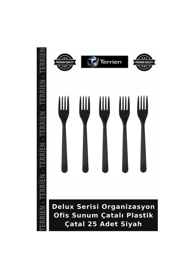 Delux Serisi Organizasyon Ofis Sunum Çatalı Plastik Çatal 25 Adet Siyah