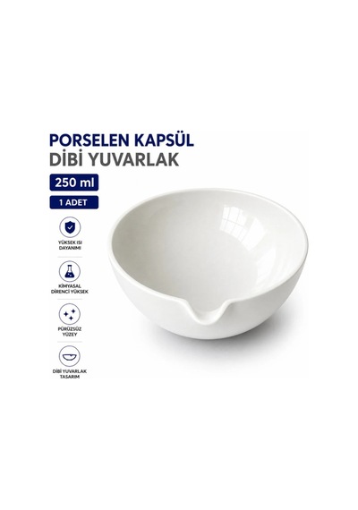 Porselen Kapsül 250 Ml Dibi Yuvarlak 1 Adet