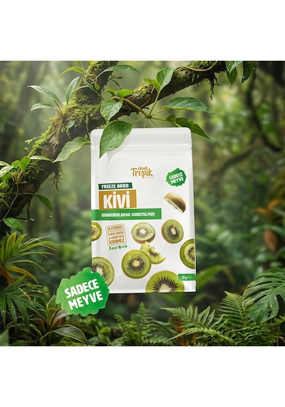 Dondurularak Kurutulmuş Kivi 18 G Freeze Dried Meyve Cipsi Çıtır Meyve Kurusu 4 Adet