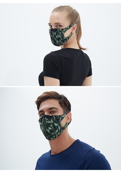 BLACKSPADE Unisex Koruyucu Maske Yeşil Kamo M