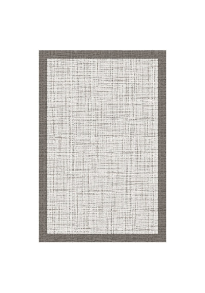 Kartela Halı Jüt Görünümlü Kalın Çerçeveli Halı Açık Gri Kaymaz Taban Makinede Yıkanabilir 60x90 Cm