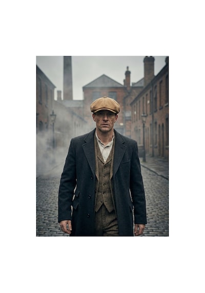 Emybox Erkek Kaşe 8 Köşe Kasket Şapka Klasik Retro- Peaky Blinders Tarzı Lastikli Standart Beden 26