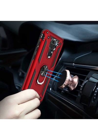 Xiaomi Redmi Note 9 Kılıf Zore Vega Yüzüklü Standlı Zırh Kılıf