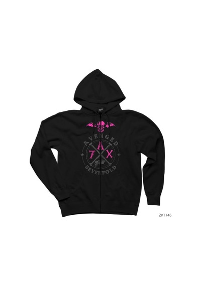 Avenged Sevenfold A7X Siyah Fermuarlı Kapşonlu Sweatshirt Siyah