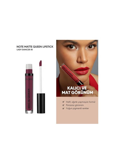 Note Cosmetics Matte Queen Lipstick 18 Lead The Heart Kalıcı Likit Ruj, Mor Sku: Smg8690010463289