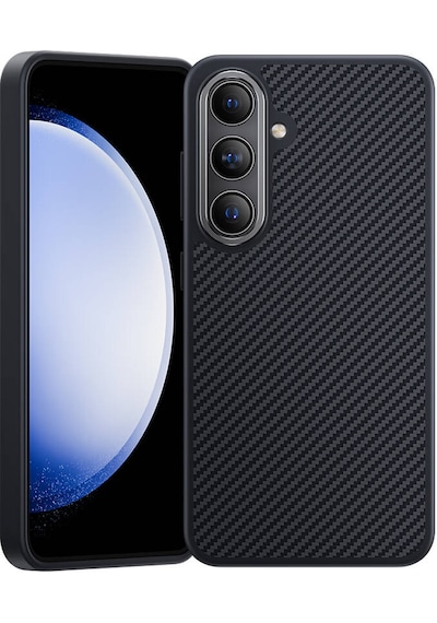 Galaxy S25 Plus Kılıf Karbon Fiber M-safe Şarj Uyumlu Benks Hybrid Armorpro 600d Kevlar Kapak Siyah