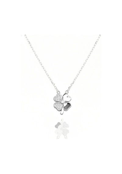 Brezza Lusso Jewelry  Swarovski Taşlı Mineli Yonca Model Kadın Gümüş Kolye 45 CM 45 CM