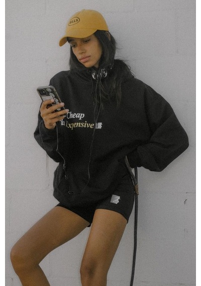 Madmext Siyah Baskılı Oversize Kapüşonlu Sweatshirt Mg1573