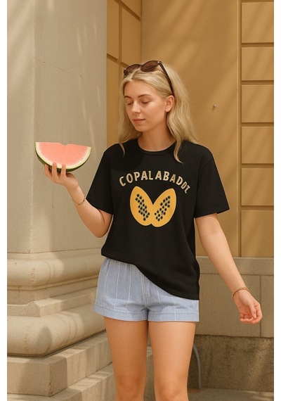 Capalabadot Baskılı Unisex Tshırt SIYAH