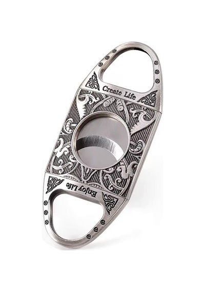 Gümüş Metal İşlemeli Baskılı Metal Puro Makası Kesici