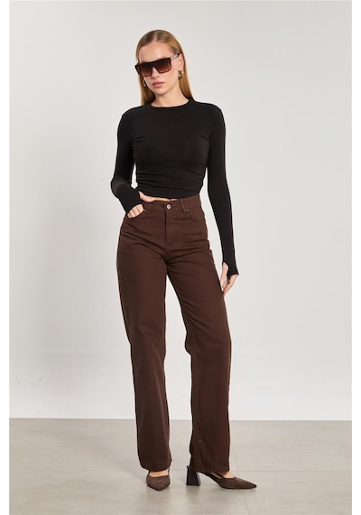 Barrels And Oıl Kadın Wide Leg Gabardin Pantolon - Kahve Kahve