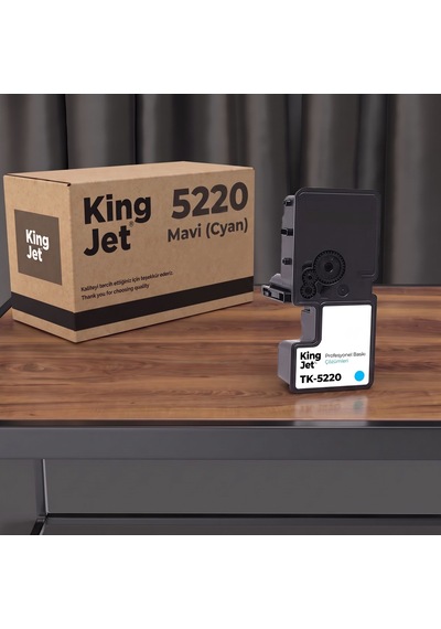 Kingjet Kyocera Uyumlu Tk-5220 Standart Kapasiteli Mavi Cyan Uyumlu  Toner Çipli Ecosys M5521cdw