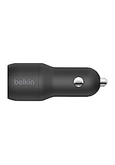 Belkin Boost Charge Çift Bağlantı Noktalı 24 W Araç Şarjı, İphone Ve Android Telefon Uyumlu, Siyah, Ccb001btbk