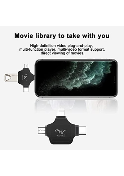 Wayona 4'ü 1 Arada Otg Adaptörü Flash Bellek Konnektörü, Otg Adaptörü, Siyah Standart