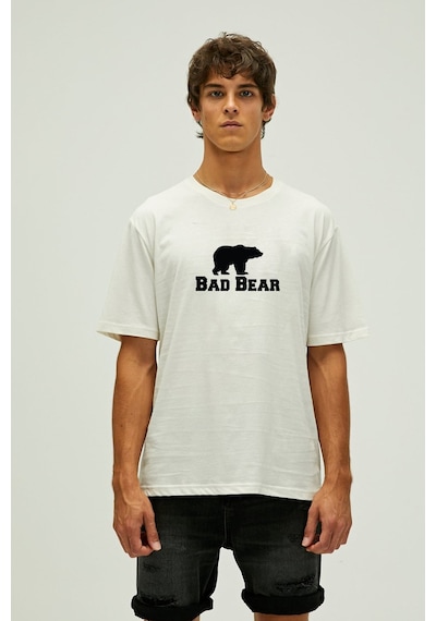 Bad Bear Muscle Beyaz Erkek Baskılı Tişört Beyaz