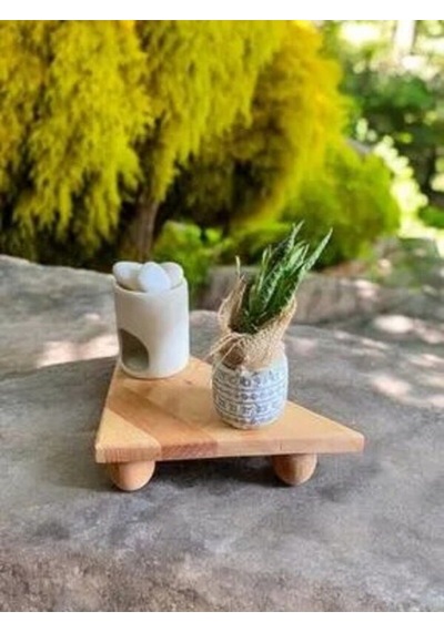 Bambu Top Ayaklı Üçgen Stant, Sunum Tahtası 18x34 Bambu