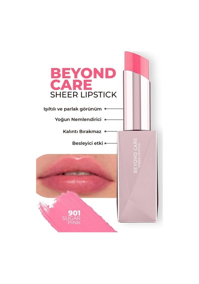 Beyond Care Sheer Lipstick 901 - Sugar Pink - Yoğun Nemlendirici Besleyici Etki - Parlak Ruj Çok Renkli Beyond Care Sheer Lipstick 901 - Sugar Pink - Yoğun Nemlendirici Besleyici Etki - Parlak Ruj Çok Renkli