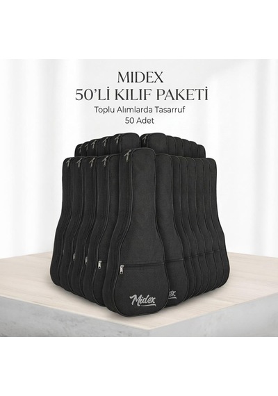 Midex Cs-21a-50x Soprano Ukulele Çantası 50'li Paket Kaliteli Siyah Kılıf 50 Adet