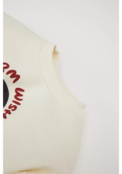 DeFacto Kız Bebek Bisiklet Yaka Yılbaşı Temalı İçi Yumuşak Tüylü Sweatshirt D6229A524WNER233 Ekru