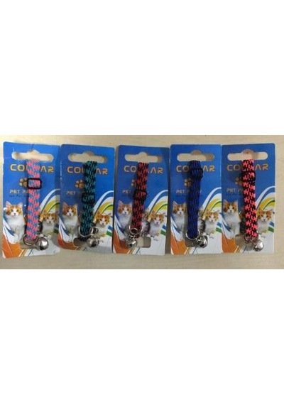 Pet Pretty Kedi Desenli Çıngıraklı Lastikli Boyun Tasması