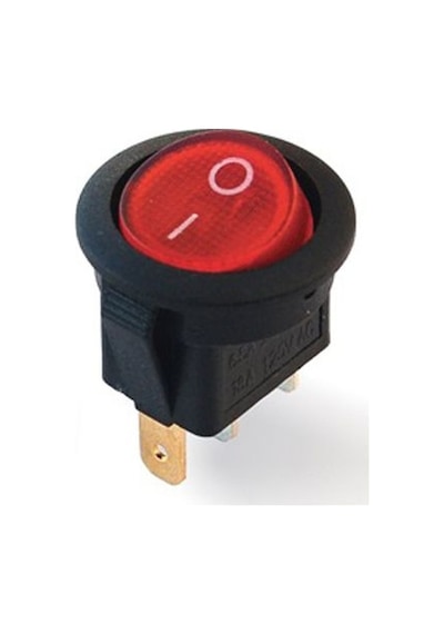 Switch - "131" - Yuvarlak On/Off Anahtar - Kırmızı Işıklı - 3 Pin
