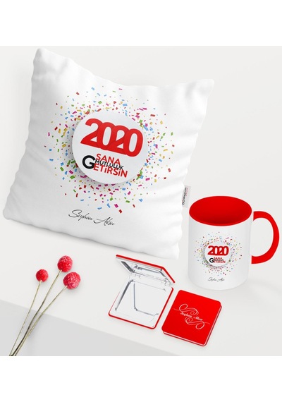 Kişiye Özel 2020 Sana Mutluluk Getirsin Temalı Kırmızı Kupa Ayna