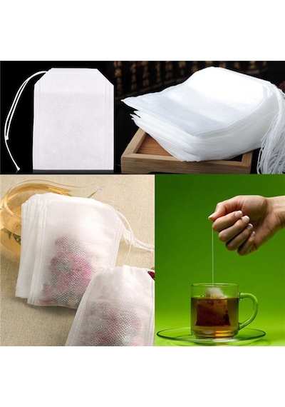 İpli Sallama Çay & Filtre Kahve Poşeti 100 Adet-6 CM Oval