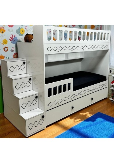 Pretty Mdf Çelik Profilli Yavrulu Ranza Beyaz M2