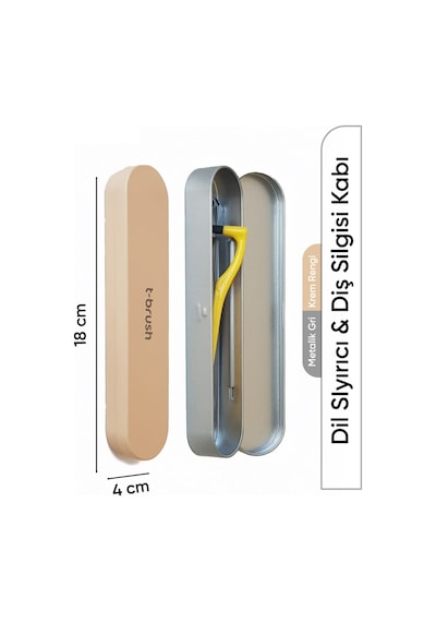 Tbrush Dil Sıyırıcı+Diş Silgisi+Metal Kap