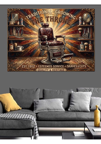 Barber Shop The Throne Tabelası Dekoratif Kanvas - Mdf Ahşap Tablo