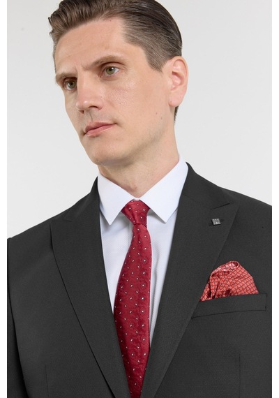İmza Siyah Kırlangıç Yaka 6 Drop Slim Fit Tam Astar Esnek Takım Elbise 1001260158