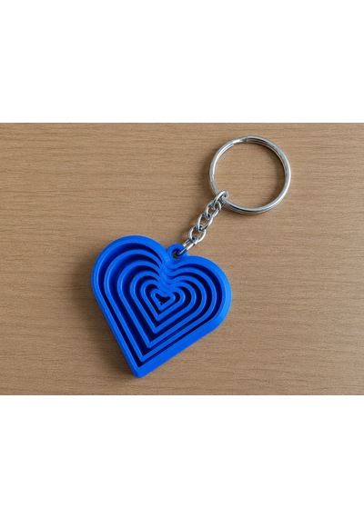 3d Baskı Kalp Fidget Anahtarlık - Hareketli Gerginlik Oyuncağı Ve Çanta Süsü-mavi