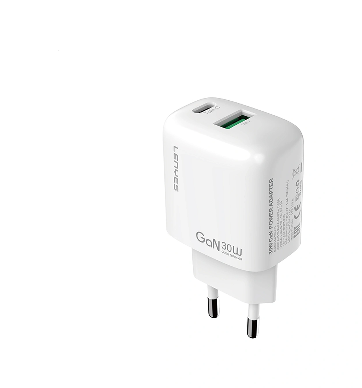 Lenyes Lch93 Type-c Ve Usb Gan Teknolojili Pd Hızlı Şarj Özellikli Şarj Başlığı 30w Beyaz