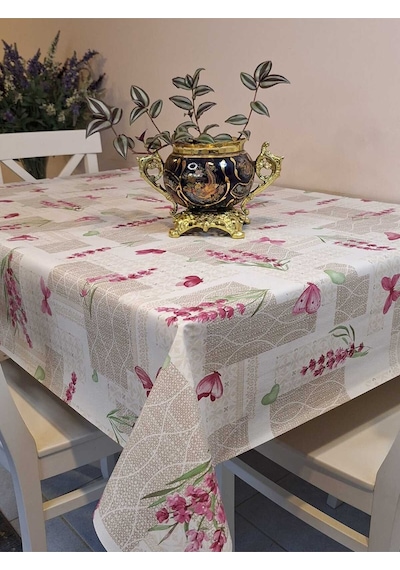 Elyaflı Pvc Muşamba - Desenli Silinebilir Masa Örtüsü Fnt12182 Bordo