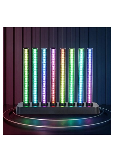 Sese Duyarlı Rgb Ambiyans Çubuğu Kumandalı Müzik Ritmik Ekolayzer Masaüstü Aydınlatma Siyah
