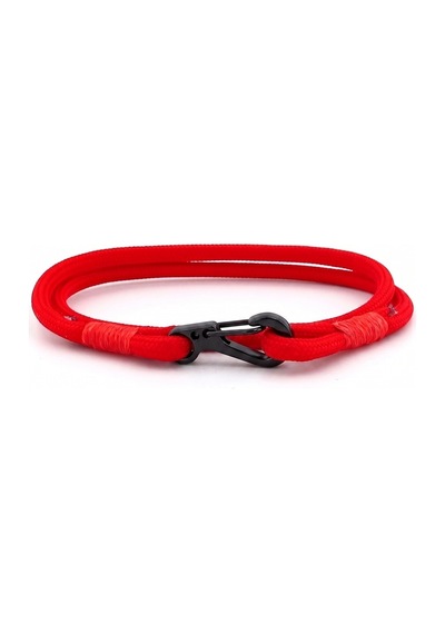 Kirmizi Paracord Metal Kanca Iki Sira Sarma Erkek Bileklik M011N Çok Renkli