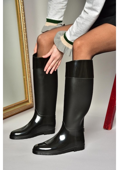 Fox Shoes T858712109 Siyah Yağmur Çizmesi Siyah-Suni Deri