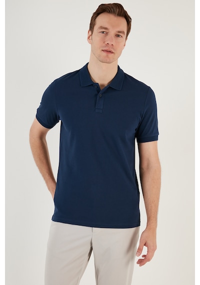 Buratti Pamuklu Regular Fit Düğmeli 3'Lü Paket Erkek Polo Yaka T Shirt 5902739S3 Indigo-Kırmızı-Nefti