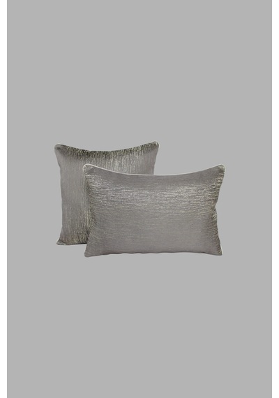 Kırlent Kılıfı Çizgili Desenli Jakarlı Dokuma Kumaş 2'li 45x45 Ve 35x50 Çift Taraflı Biyeli Toprak