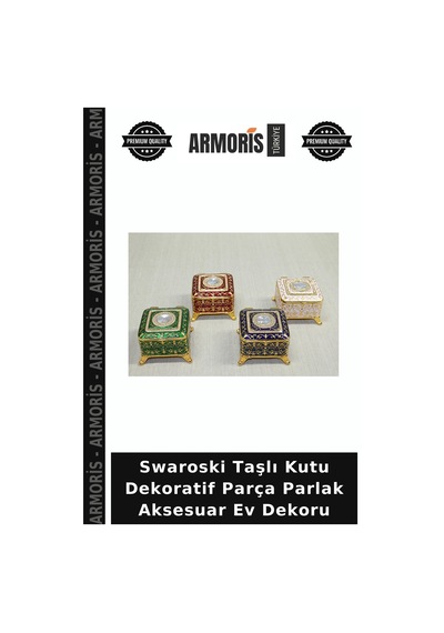 Swaroski Taşlı Kutu Dekoratif Parça Parlak Aksesuar Ev Dekoru