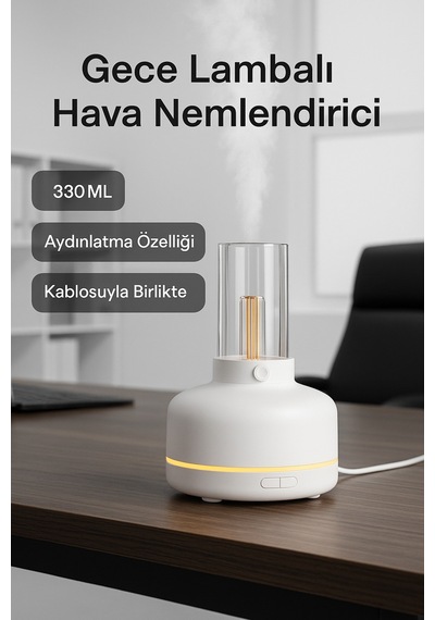 Gece Lambalı Ultrasonik Hava Nemlendirici 330 Ml