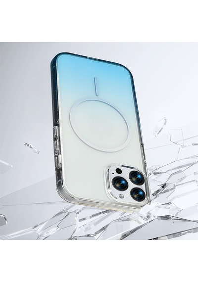 Apple iPhone Uyumlu 14 Pro Max Kılıf Renk Geçişli Magsafe Şeffaf Kamera Yükseltili Silikon Pazarplus Turuncu