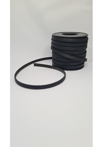 Hakiki Deri Biye 5 Mm 15 Metre Deri Şerit Ve Aksesuar İpi Siyah