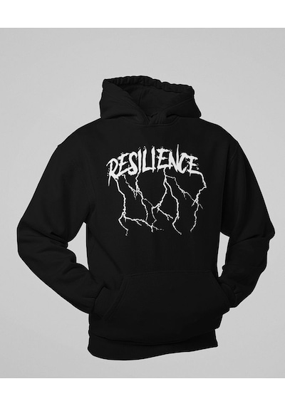 Sevbano Resilience Baskılı Unisex Oversize Tasarım Hoodie Siyah